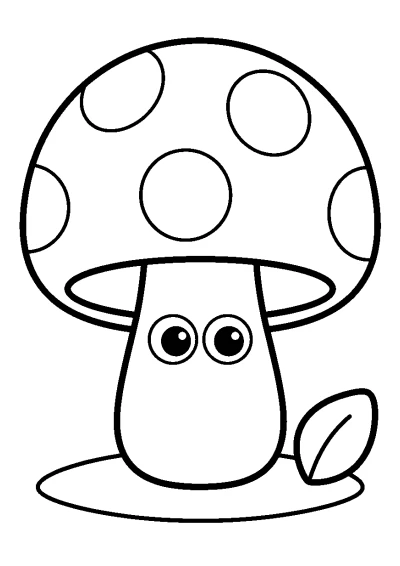 Coloriage de grands champignons qui protègent de la pluie dans la forêt.